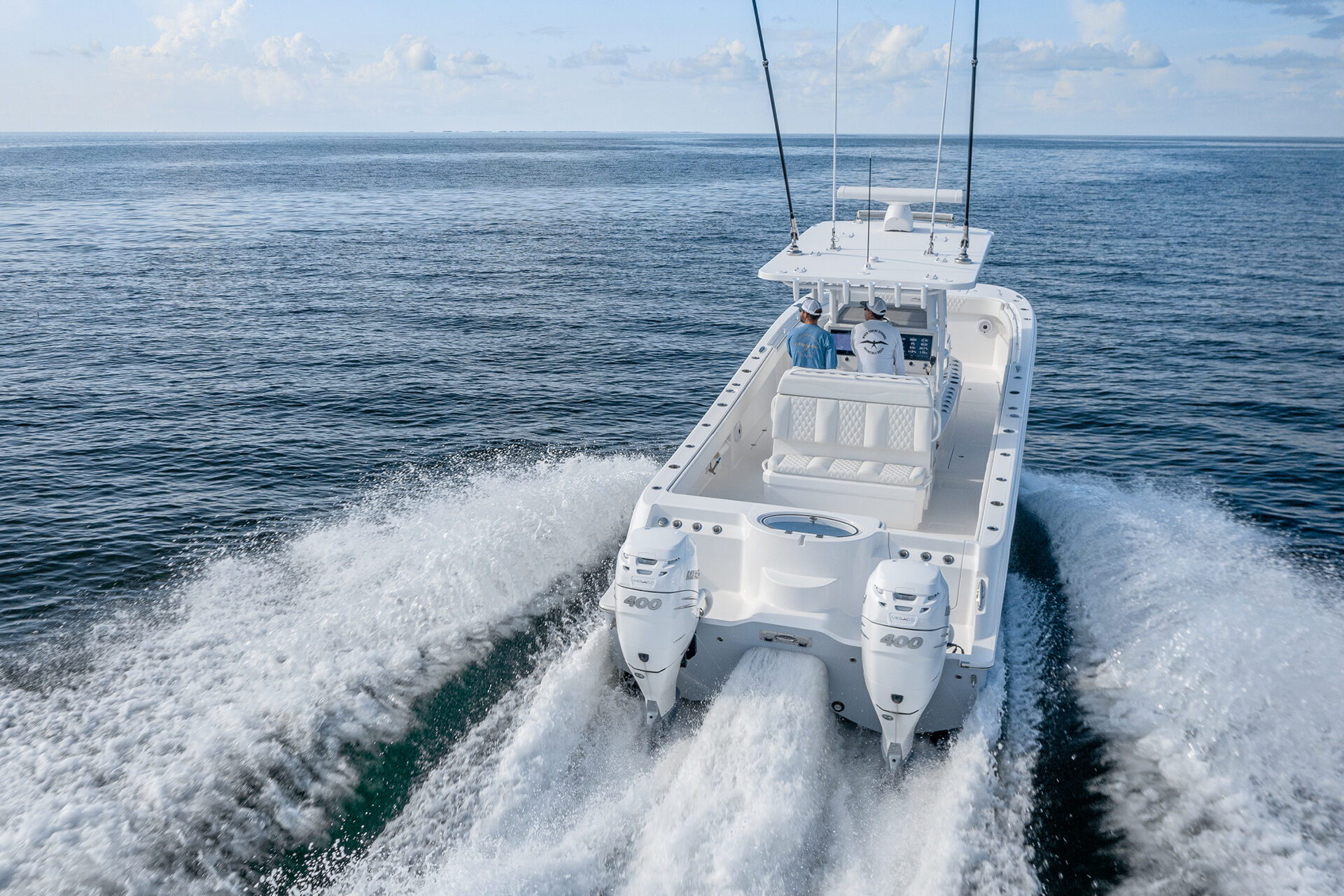 Invincible 33' Catamaran view of the back of the boat