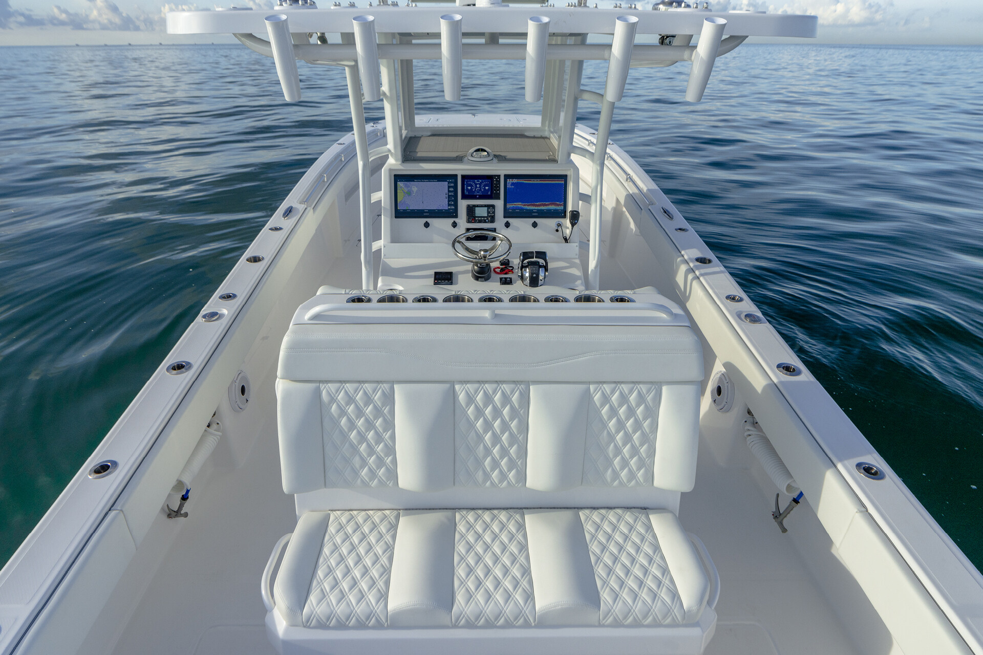 Invincible 33' Catamaran deck seating
