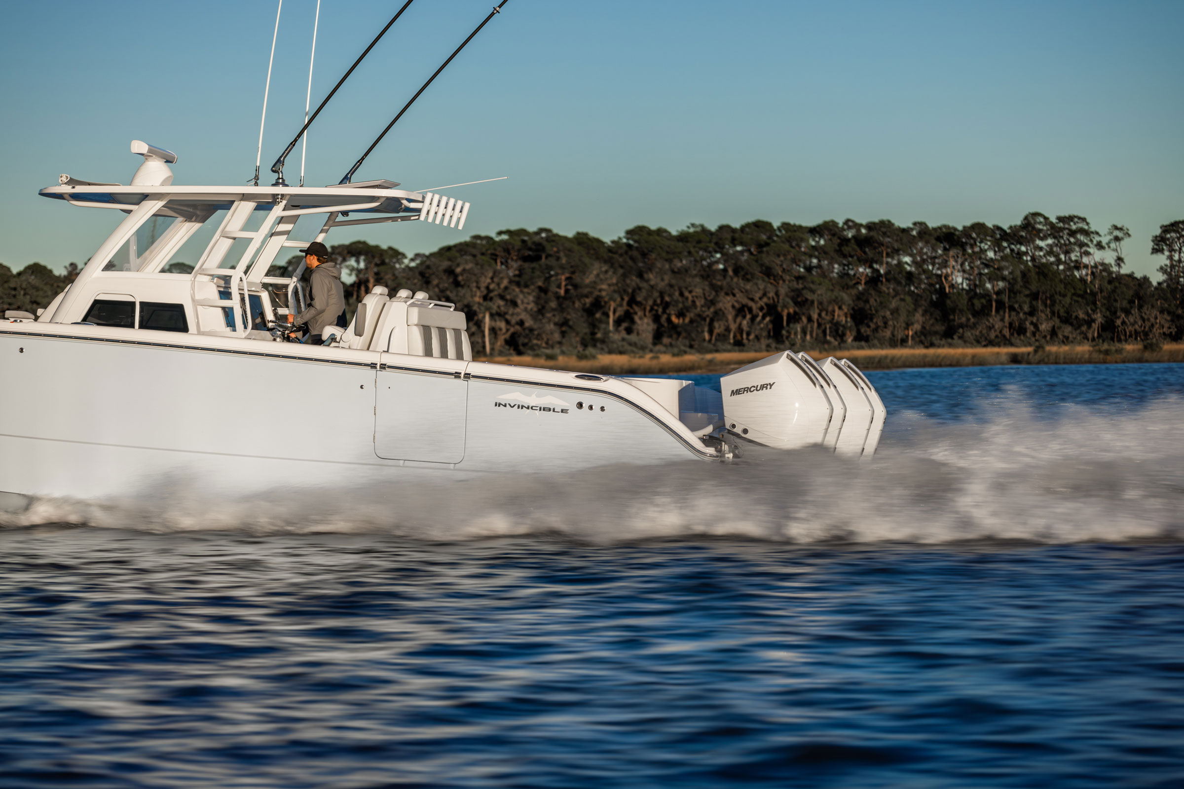Invincible 38' Catamaran side/back view