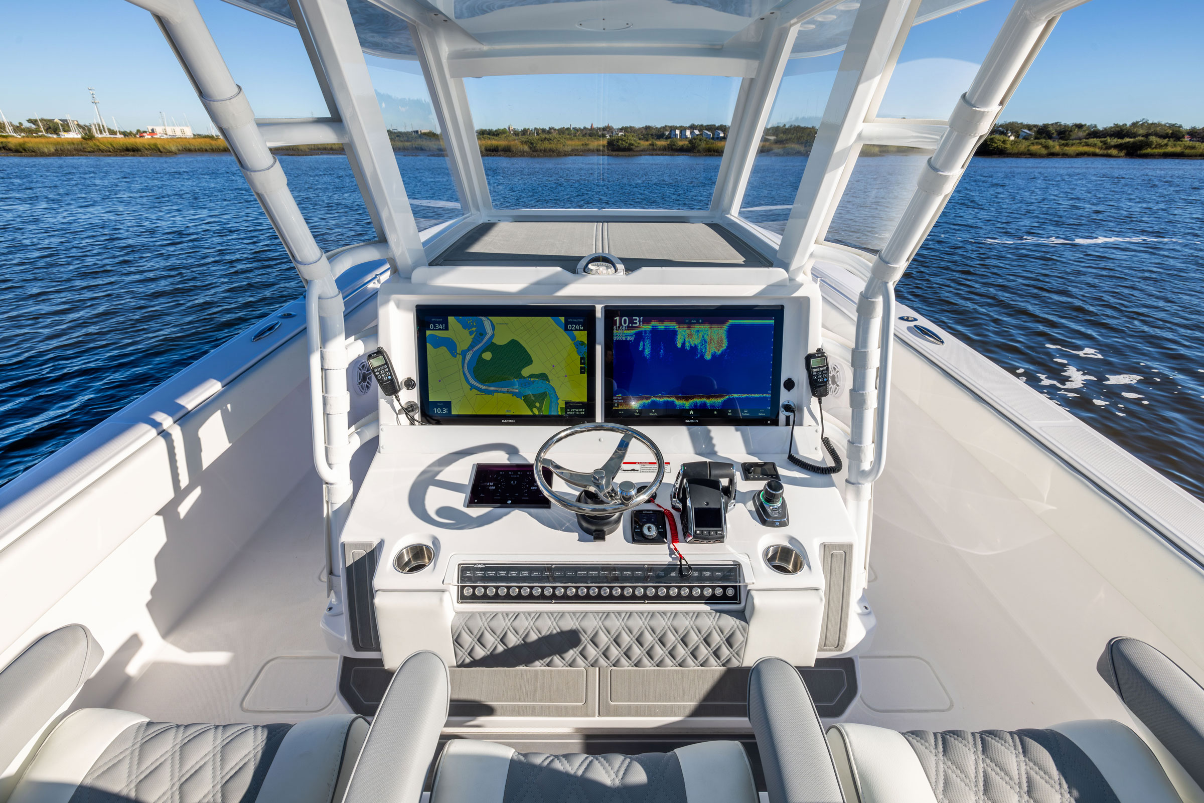 Invincible 38' Catamaran navigation and steering