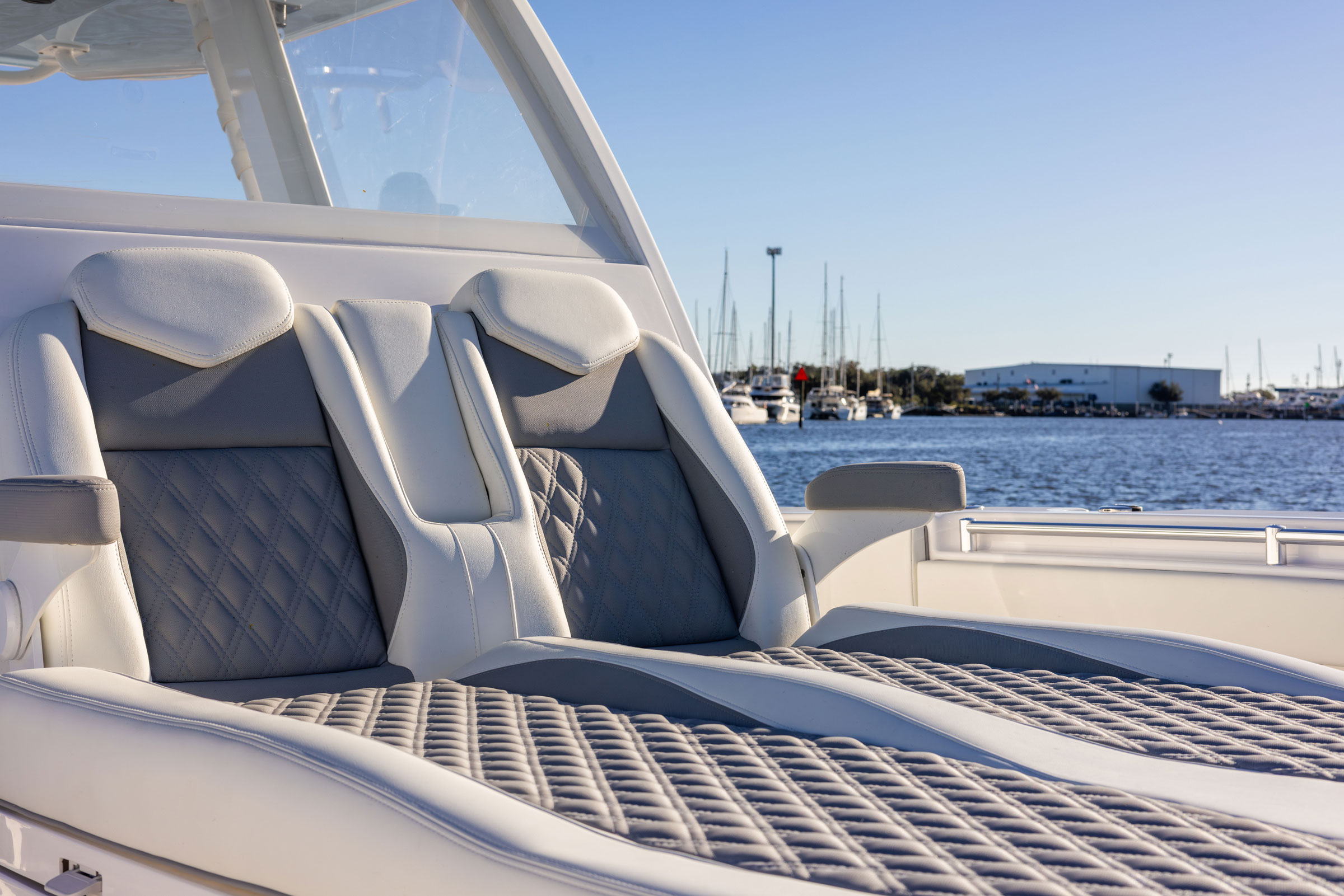 Invincible 38' Catamaran lounge seating