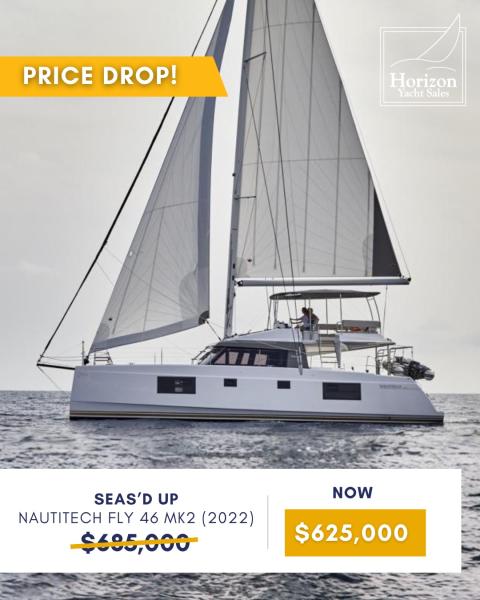 ‼️PRICE DROP‼️
SEAS’D UP NAUTITECH 46 FLY MARK II (2022)
4 CABINS / 4 HEADS 
$625,000 TARIFF & TAX FREE (WAS $685,000)
LOCATION: BVI

Luxury, performance, and exceptional outdoor living come together aboard Seas’d Up. Featuring the largest flybridge in her class, this late-model Nautitech 46 Fly comfortably entertains up to 10 guests while delivering the sailing performance Nautitech is known for.

The Mark II upgrade brings enhanced natural light, larger hull windows, improved salon visibility, a flybridge refrigerator, and a stiffer hull design for an even better onboard experience.

⚓ Key Features:
✔ 1,200W solar system with custom arch
✔ Upgraded Bluewater watermaker, electric winches & gennaker
✔ Under-bridge and underwater lighting
✔ Full flybridge bimini with LED lighting
✔ Bowsprit with 98 sqm gennaker, including sheets and blocks
✔ 10’ AB Tender & Yamaha 15HP outboard included
✔ Proven charter success with complete inventory
✔ Ready for immediate cruising or charter operations

An outstanding opportunity to own a late-model, well-equipped, turnkey cruising catamaran that’s equally at home generating charter income or exploring the world in comfort.

Request a virtual tour or in-person appointment with Giles Starkey to view Wanderlust
📧giles@horizonyachtcharters.com
📲+1 (284) 340 5013
☎️: 1 844 494 8787

Link in bio for full details, gallery and specs

#Nautitech46Fly  #Nautitechforsale #CatamaranForSale #Brokerageyachts #HorizonYachtSales