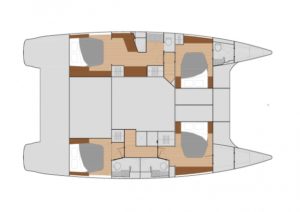 Fountaine Pajot Saba 50 4 Cabins, 4 Heads Layout