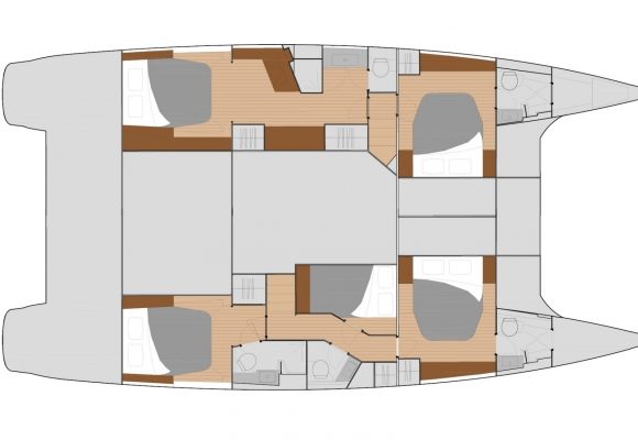 Fountaine Pajot Saba 50 5 Cabins, 5 Heads Layout