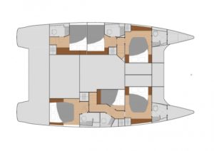 Fountaine Pajot Saba 50 6 Cabins, 6 Heads Layout
