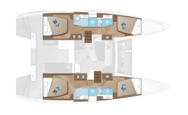 Lagoon 42 Catamaran 4 Cabins, 4 Heads, 1 Single Layout