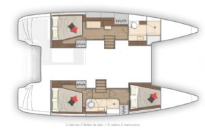 2019 Lagoon 40 Catamaran 3 Cabins 2 Heads Layout