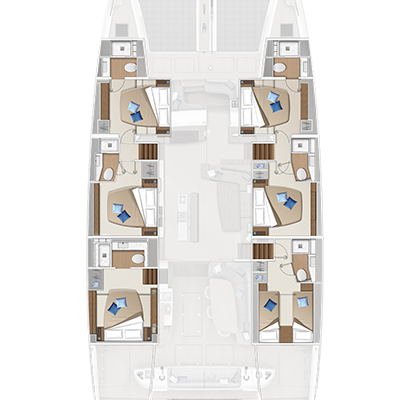 Lagoon 65 ‘Sixty 5’ 6 Cabins, 6 Heads Layout
