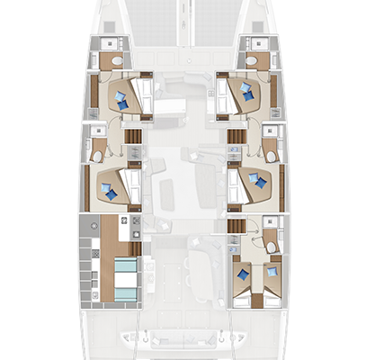 Lagoon 65 ‘Sixty 5’ 5 Cabins, 5 Heads Layout
