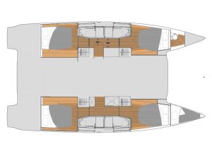 New Fountaine Pajot Elba 45 (2020) 4 Cabins, 4 Heads Layout