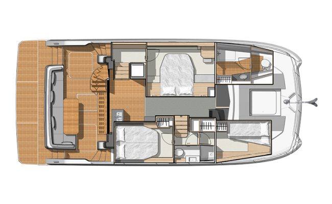 Fountaine Pajot My40 3 Cabins, 2 Heads Layout