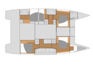 Fountaine Pajot Tanna 47 5 Cabins, 5 Heads Layout