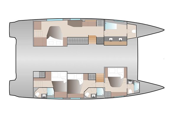 Fountaine Pajot 51 4 Cabins, 4 Heads Layout