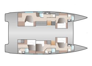 Fountaine Pajot Aura 51 5 Cabins, 5 Heads Layout