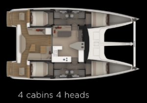 Nautitech 48 Open 4 Cabins, 4 Heads Layout