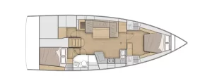 Beneteau Oceanis 40.1 2 Cabins, 1 Head Layout