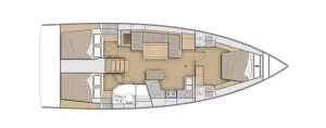 Beneteau Oceanis 40.1 3 Cabins, 1 Head Layout