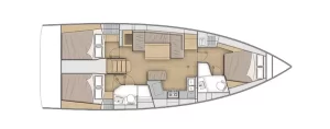 Beneteau Oceanis 40.1 3 Cabins, 2 Heads Layout