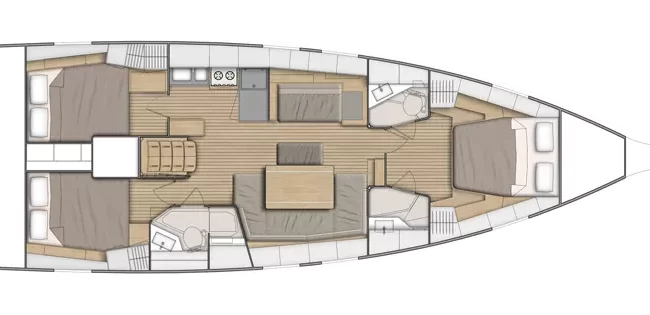 Beneteau Oceanis 46 3 Cabins, 2 Heads Layout