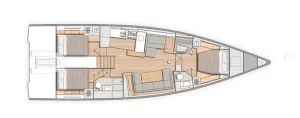 Oceanis Yacht 54 3 Cabins, 2 Heads Layout