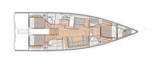 Oceanis Yacht 54 3 Cabins, 3 Heads Layout