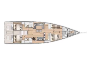 Oceanis Yacht 60 4 Cabins, 4 Heads Layout